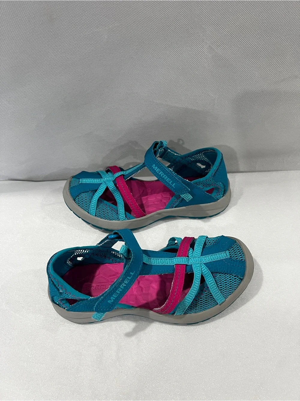 Merrell Dragonfly Sandal Size 1 US Kids Little Kids Turquoise Blue Pink Gray